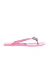 Machmach Mach  Mach Double Heart Embellished Flip Flops In Pink