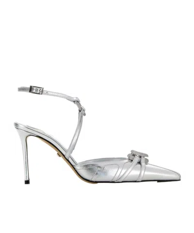 Machmach Mach  Mach Double Heart Embellished Pumps In Silver