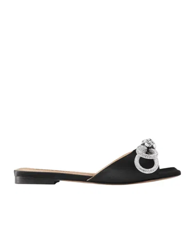 Machmach Mach  Mach Embellished Slip-on Flat Mules In Black