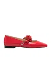 Machmach Square Toe Flats In Red