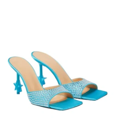 Machmach Star Crystal-embellished Satin Sandals In Blue