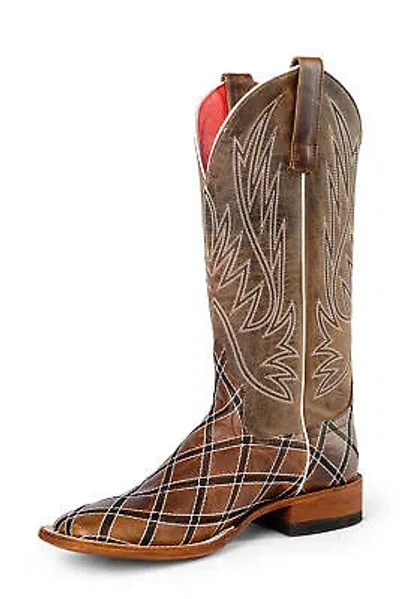Pre-owned Macie Bean Womens Bone Leather Moka Sabotage Cowboy Boots In White