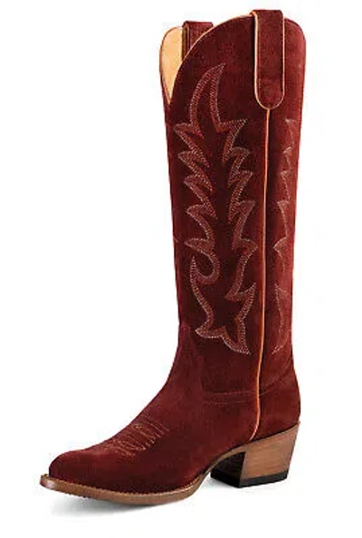 Pre-owned Macie Bean Womens Cabernet Cowgirl Red Suede Cowboy Boots