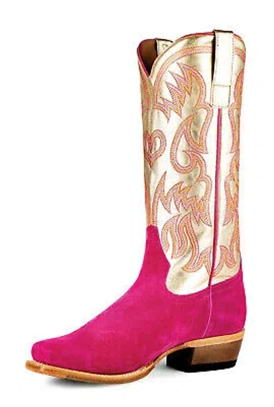 Pre-owned Macie Bean Womens Golden Daze Gold Suede Cowboy Boots