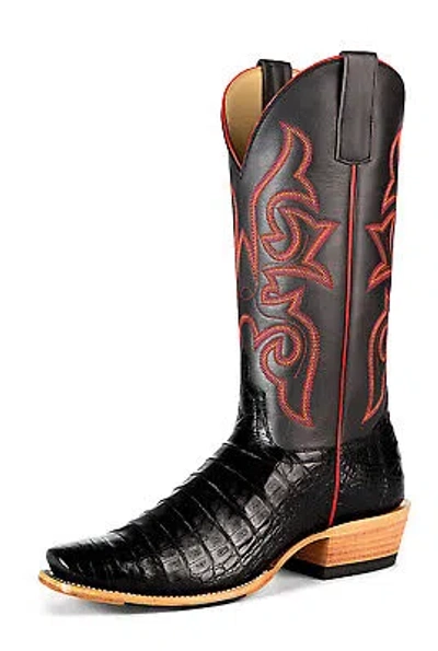 Pre-owned Macie Bean Womens Top Hand Black Caiman Belly Cowboy Boots