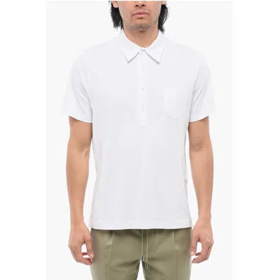 Maciel Lightweight Cotton Polo Shirt With Breast Pocket In White