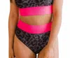 Mack & Mal Kissed By The Sun Bikini Swim Top In Charcoal Leopard & Neon Pink In Multi
