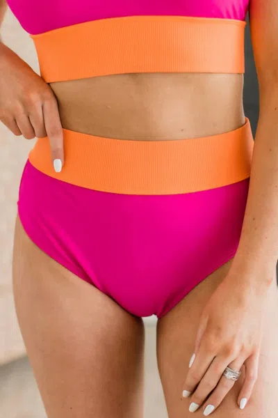 Mack & Mal Ray Of Sunshine Swim Bottoms In Hot Pink & Orange