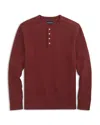 Mack Weldon Long Sleeved Waffle Knit Henley Tee In Brown