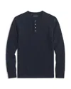 Mack Weldon Long Sleeved Waffle Knit Henley Tee In Blue