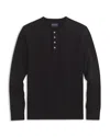 Mack Weldon Long Sleeved Waffle Knit Henley Tee In Black
