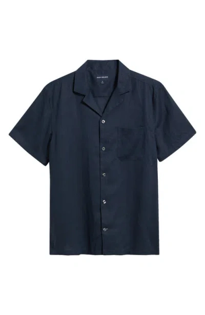 Mack Weldon Relaxed Fit Linen Camp Shirt In Blue