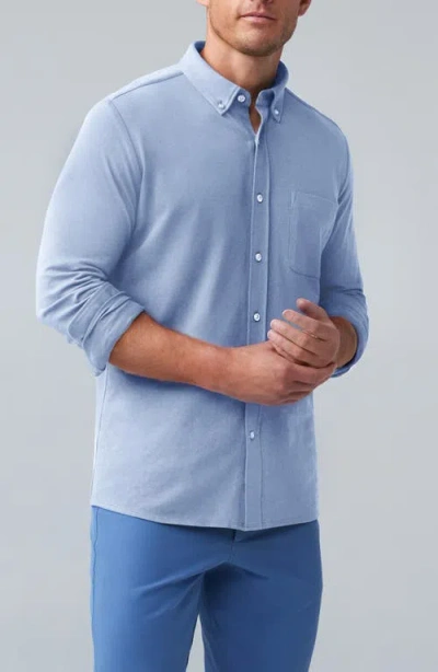 Mack Weldon Silver Cotton Blend Piqué Button-down Shirt In Blue