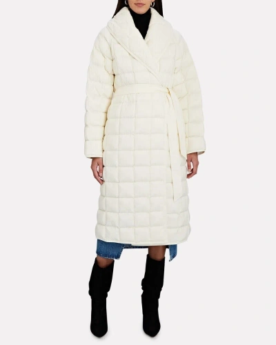 Pre-owned Mackage $950  Allegra Quilted Down Wrap Coat Jacket In Cream Women Size Medium In White