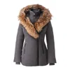 Mackage Adali Hooded Leather-trim Jacket In Carbon