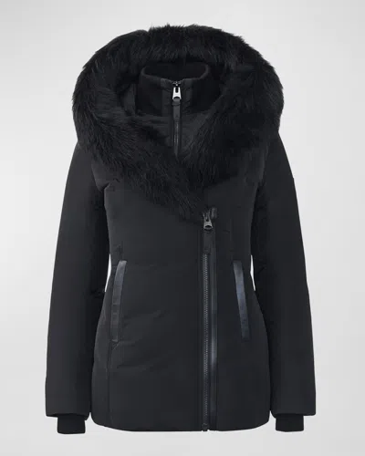 MACKAGE ADALI HOODED DOWN JACKET WITH SHEARLING COLLAR