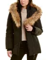 Mackage Adali Hooded Leather-trim Jacket In Black
