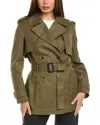 Mackage Adva Buckled Trench Coat In Green