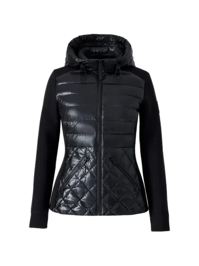 Mackage Agatha Black Quilted Mixed-media Hooded Jacket