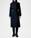 Mackage Ceyla Wool Trench Coat In Navy