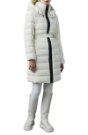 Mackage Ashley Down Puffer Coat With Velcro Belt In Cream