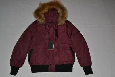 Pre-owned Mackage Authentic  Diego Bordeaux Down Bomber Fur Hood Men Jacket All Sizes In 44