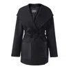 Mackage Leather-pockets Wool Hooded Coat In Black