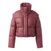 Mackage Bailey Convertible Leather Puffer Jacket In Garnet