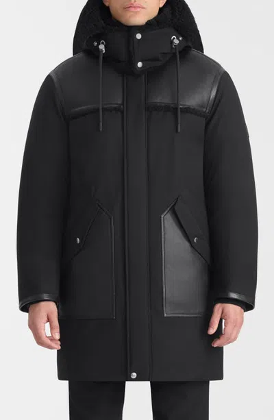 Mackage Bear Down And Feather Fill Insulated Parka With Genuine Shearling Trim In Black