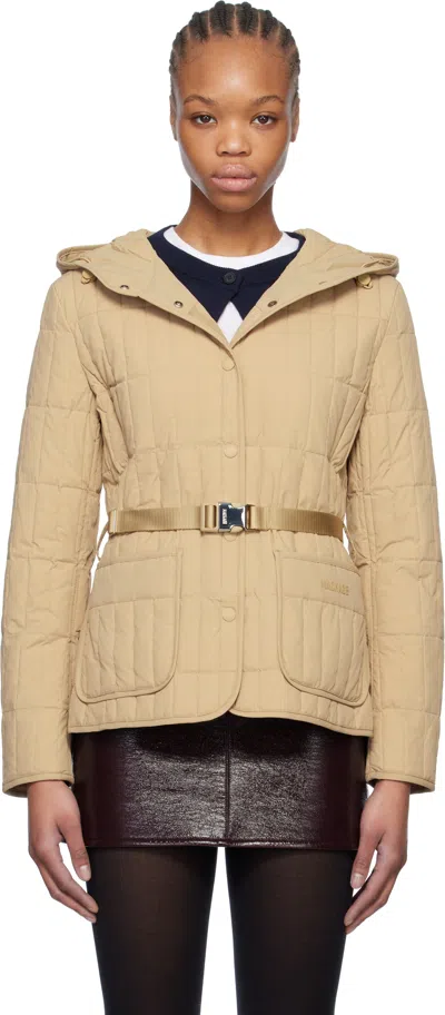 Mackage Beige Raja Vertical Quilted Light Down Jacket In C0274 Light Camel