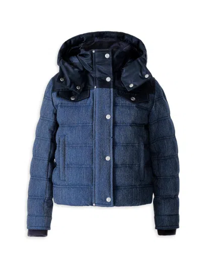 Mackage Big Kid's Adriel Denim Down Jacket In Blue