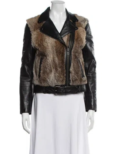 Pre-owned Mackage Biker Jacket In Black/brown