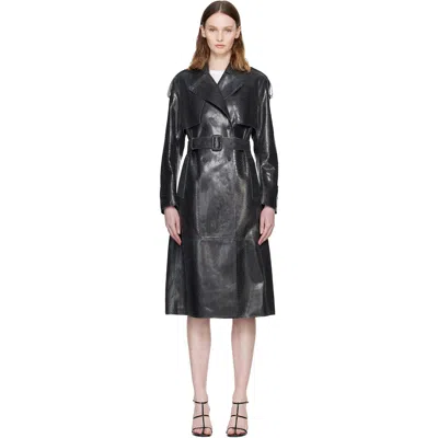 Mackage Black Carmela-snk Snake Pattern Leather Coat