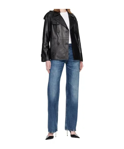 MACKAGE BLACK DOLORES DOUBLE-BREASTED LEATHER JACKET