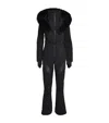 Mackage Elle Hooded Belted Shearling-trimmed Padded Ski Suit In Black