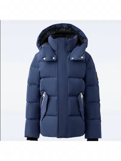 Mackage Kids' Boy's Hudson Nano Down Jacket With Removable Hood In Navy In Blue