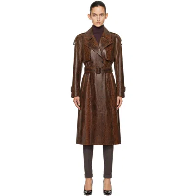 Mackage Brown Carmela-snk Leather Trench Coat In C1223 Umber