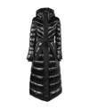 Mackage Long Hooded Quilted Down Jacket With Belt In Black