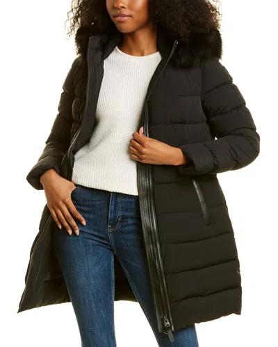 Mackage Calla Leather-trim Down Coat In Black