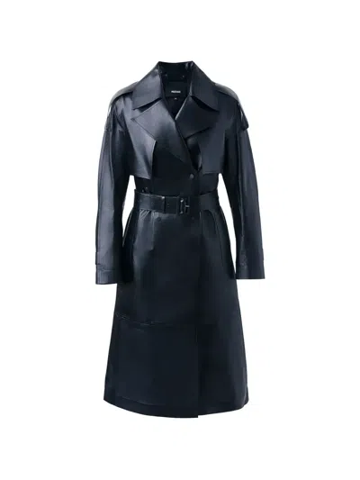 Mackage Carmela Belted Leather Coat In Black