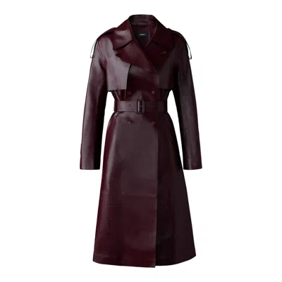Mackage Carmela Leather Trench Coat In Garnet