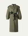 Mackage Ceyla Belted Handmade Double-face Virgin Wool Coat In Light Military-navy
