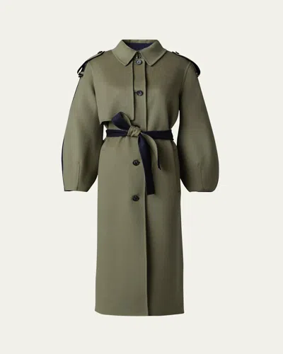 Mackage Ceyla Belted Handmade Double-face Virgin Wool Coat In Navy