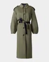 Mackage Ceyla Belted Handmade Double-face Virgin Wool Coat In Light Military-navy