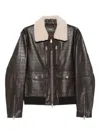 Mackage Embossed-leather Chance-nv Bomber Jacket In Brown