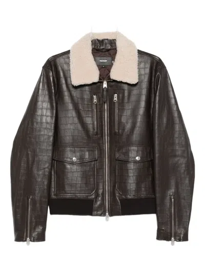 Mackage Chance-nv Embossed Leather Jacket In Brown