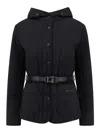 Mackage Women Padded And Quilted Recycled Nylon Jacket With Belt At Waist In Negro