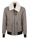 Mackage Checked Pocketed Bomber Jacket In Neutral