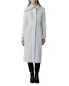 Mackage Clarice Leather Trim Wool Coat In Cream