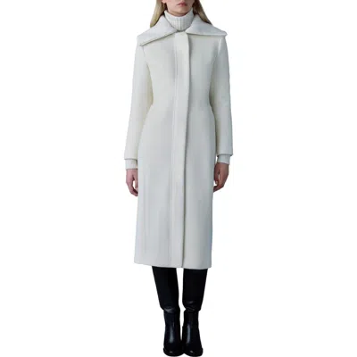 Mackage Clarice Leather Trim Wool Coat In Cream